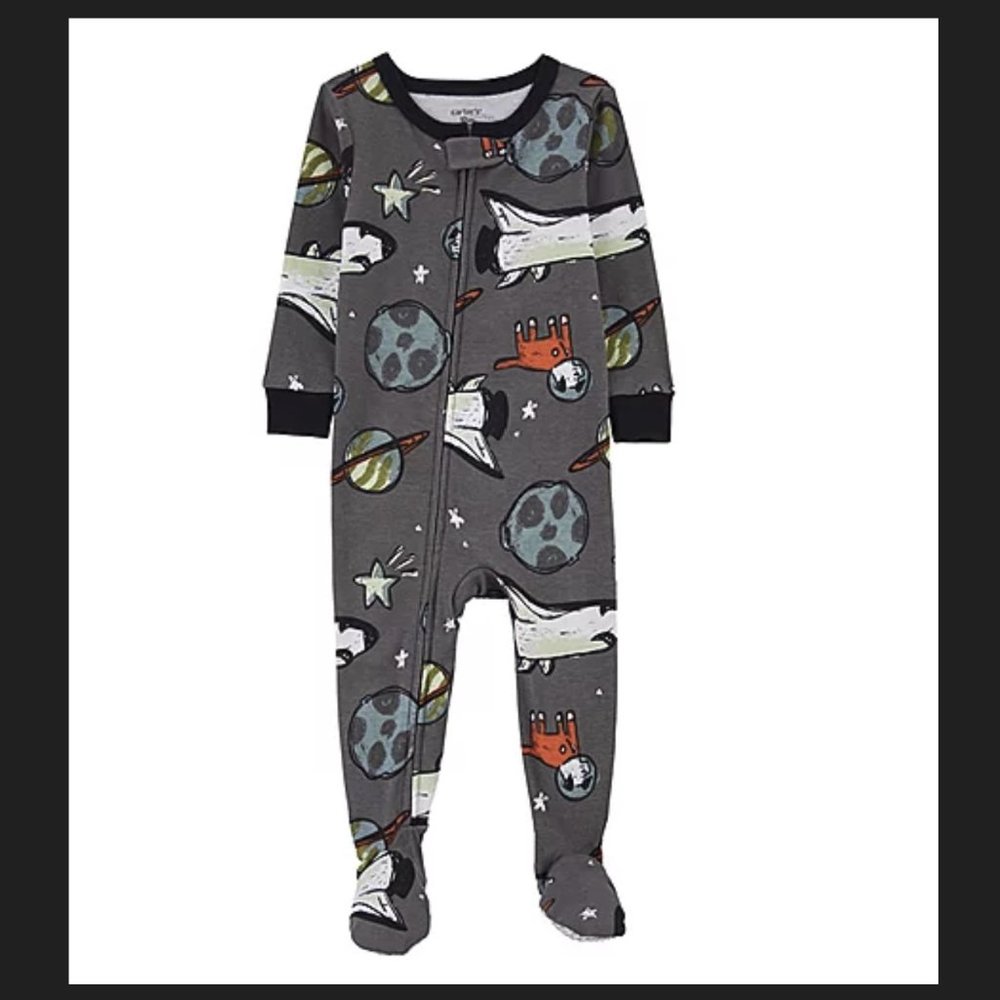 Carter's Toddler Boys Crew Neck Long Sleeve Footed Pajamas